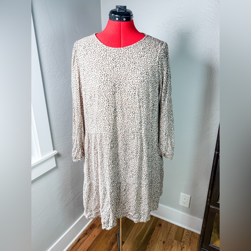 Abercrombie & Fitch Leopard Print Long Sleeve Boho Casual Dress Size XL